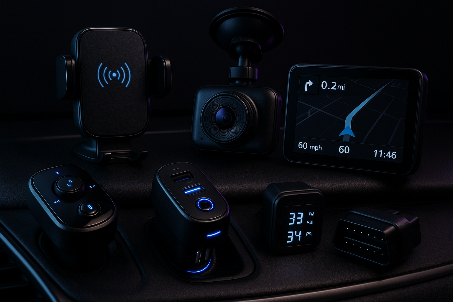 car gadgets dark themed